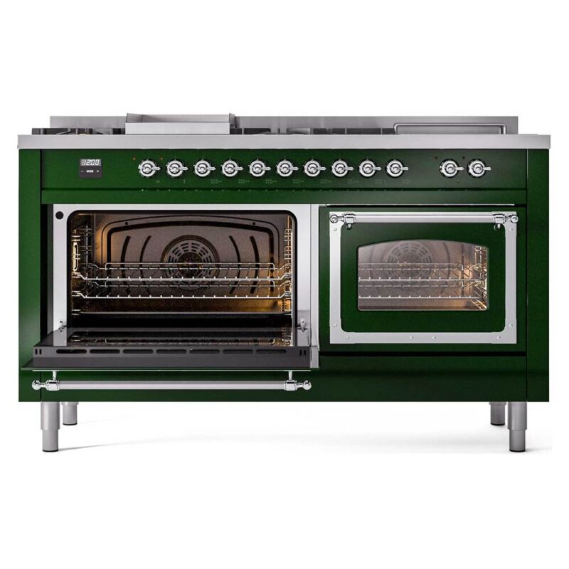 ILVE_UN60FSNMPEGCLP_Nostalgie_II_60"_Dual_Fuel_Range_main_oven_door_opened