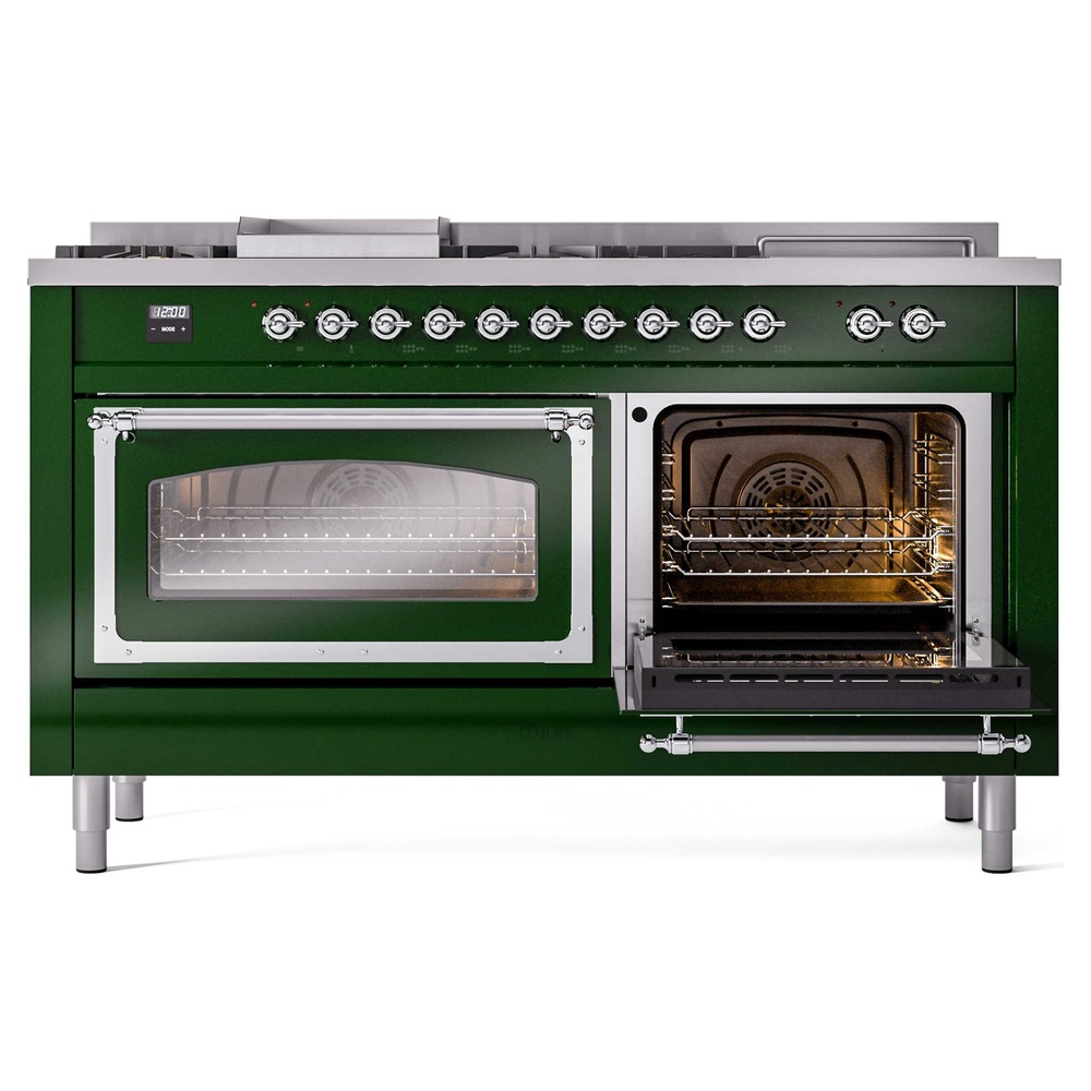 ILVE_UN60FSNMPEGCLP_Nostalgie_II_60"_Dual_Fuel_Range_side_oven_door_opened