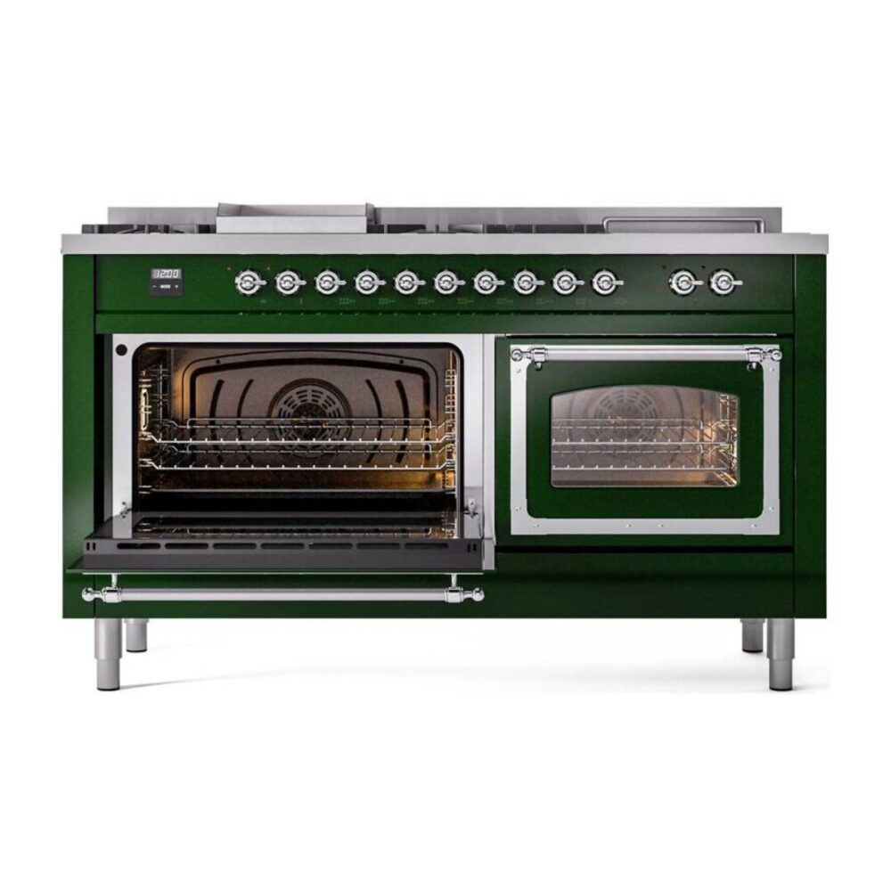 ILVE_UN60FSNMPEGC_Nostalgie_II_60"_Dual_Fuel_Range_main_oven_door_opened