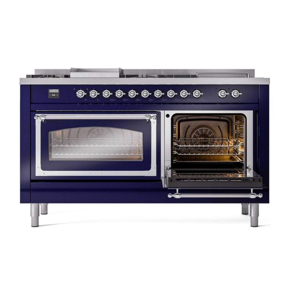 ILVE_UN60FSNMPMBCLP_Nostalgie_II_60"_Dual_Fuel_Range_side_oven_door_opened