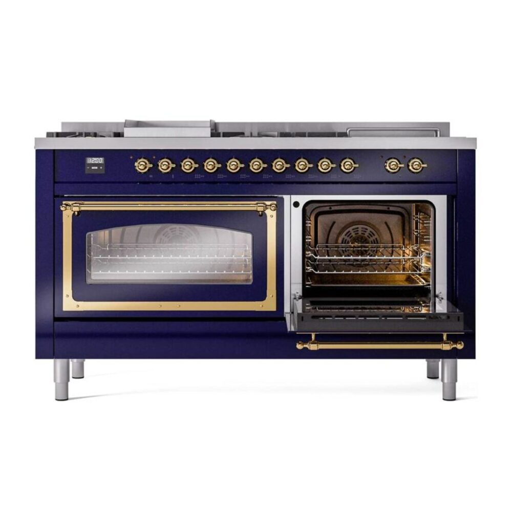 ILVE_UN60FSNMPMBGLP_Nostalgie_II_60"_Dual_Fuel_Range_side_oven_door_opened