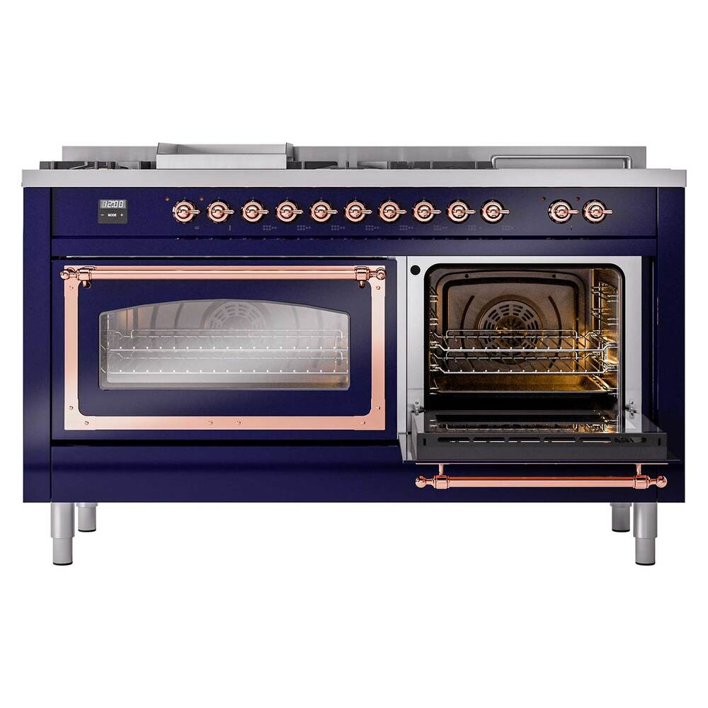 ILVE_UN60FSNMPMBP_Nostalgie_II_60"_Dual_Fuel_Range_side_oven_door_opened