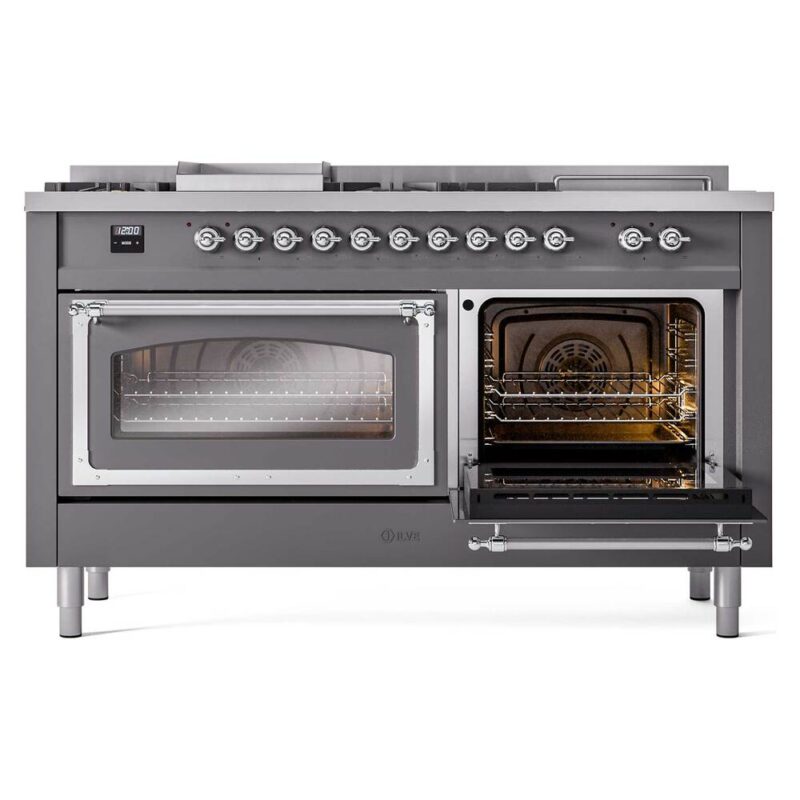 ILVE_UN60FSNMPMGCLP_Nostalgie_II_60"_Dual_Fuel_Range_side_oven_door_opened
