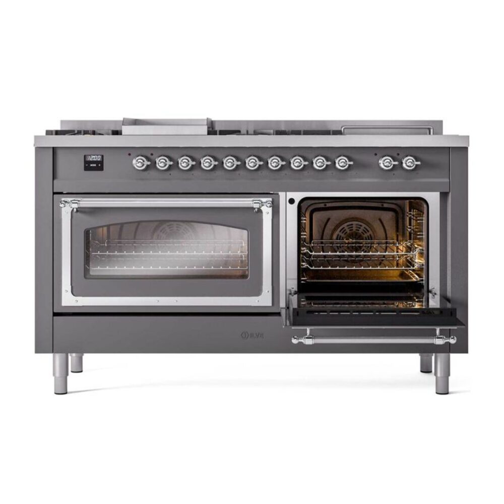 ILVE_UN60FSNMPMGC_Nostalgie_II_60"_Dual_Fuel_Range_side_oven_door_opened