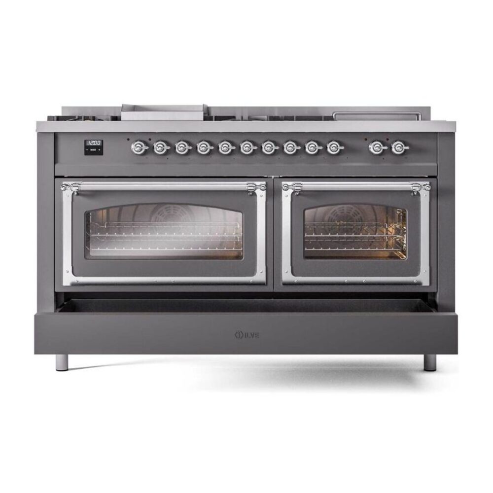 ILVE_UN60FSNMPMGC_Nostalgie_II_60"_Dual_Fuel_Range_drawer_opened
