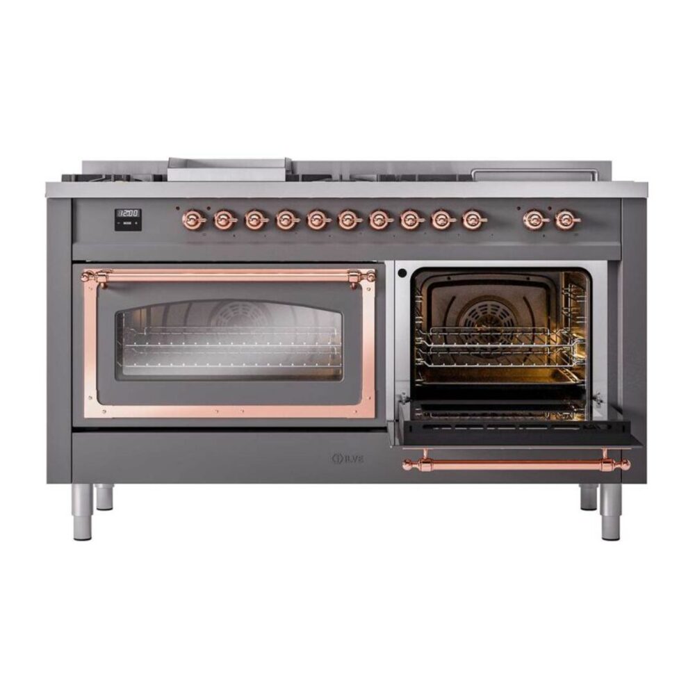 ILVE_UN60FSNMPMGPLP_Nostalgie_II_60"_Dual_Fuel_Range_side_oven_door_opened