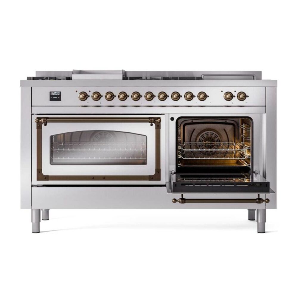 ILVE_UN60FSNMPSSB_Nostalgie_II_60"_Dual_Fuel_Range_side_oven_door_opened