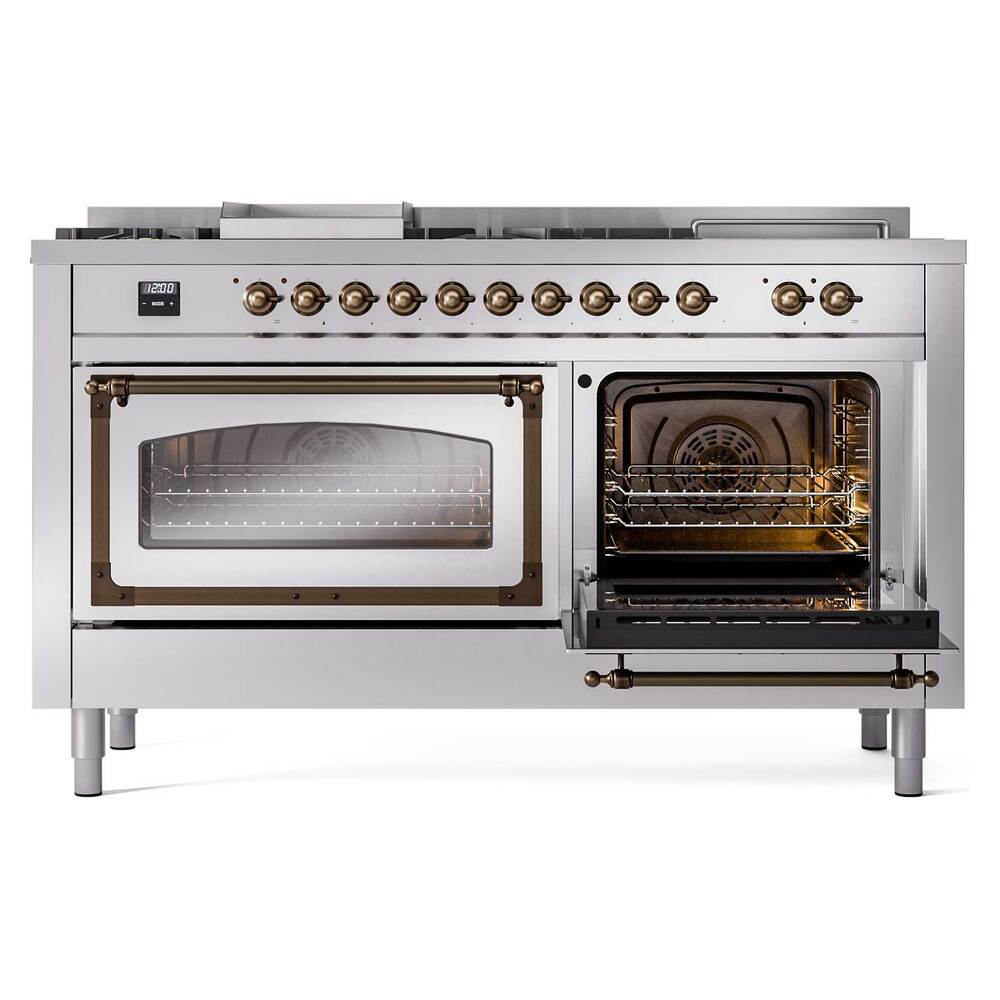 ILVE_UN60FSNMPSSB_Nostalgie_II_60"_Dual_Fuel_Range_side_oven_door_opened