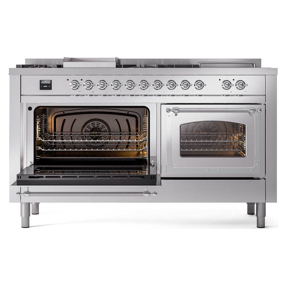 ILVE_UN60FSNMPSSCLP_Nostalgie_II_60"_Dual_Fuel_Range_main_oven_door_opened