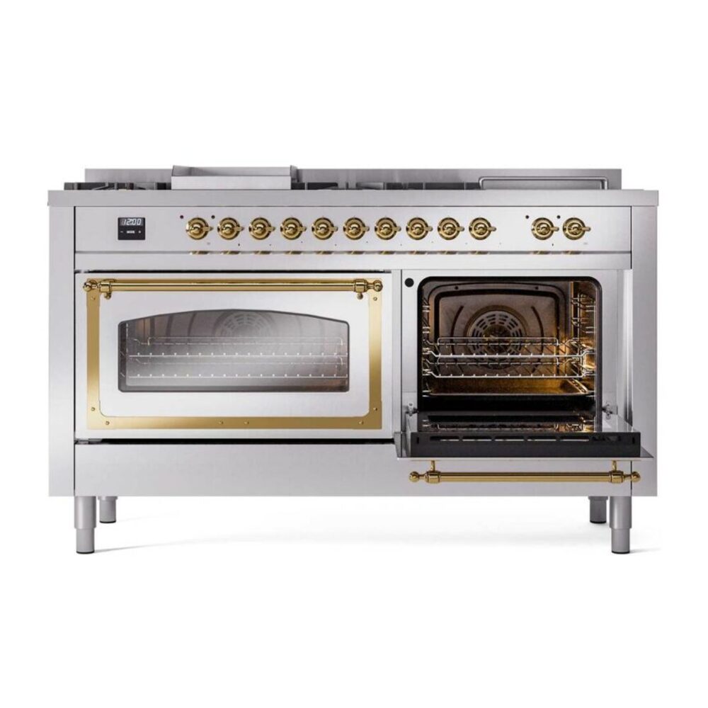ILVE_UN60FSNMPSSG_Nostalgie_II_60"_Dual_Fuel_Range_side_oven_door_opened