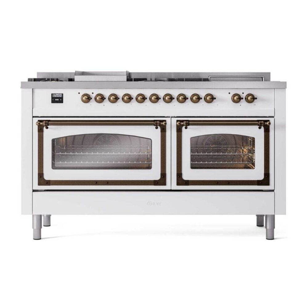 ILVE_UN60FSNMPWHBLP_Nostalgie_II_60"_Dual_Fuel_Range_front_view