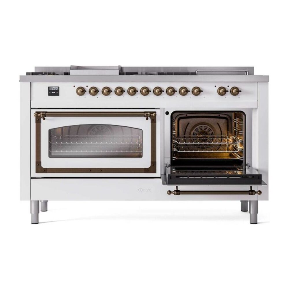 ILVE_UN60FSNMPWHBLP_Nostalgie_II_60"_Dual_Fuel_Range_side_oven_door_opened