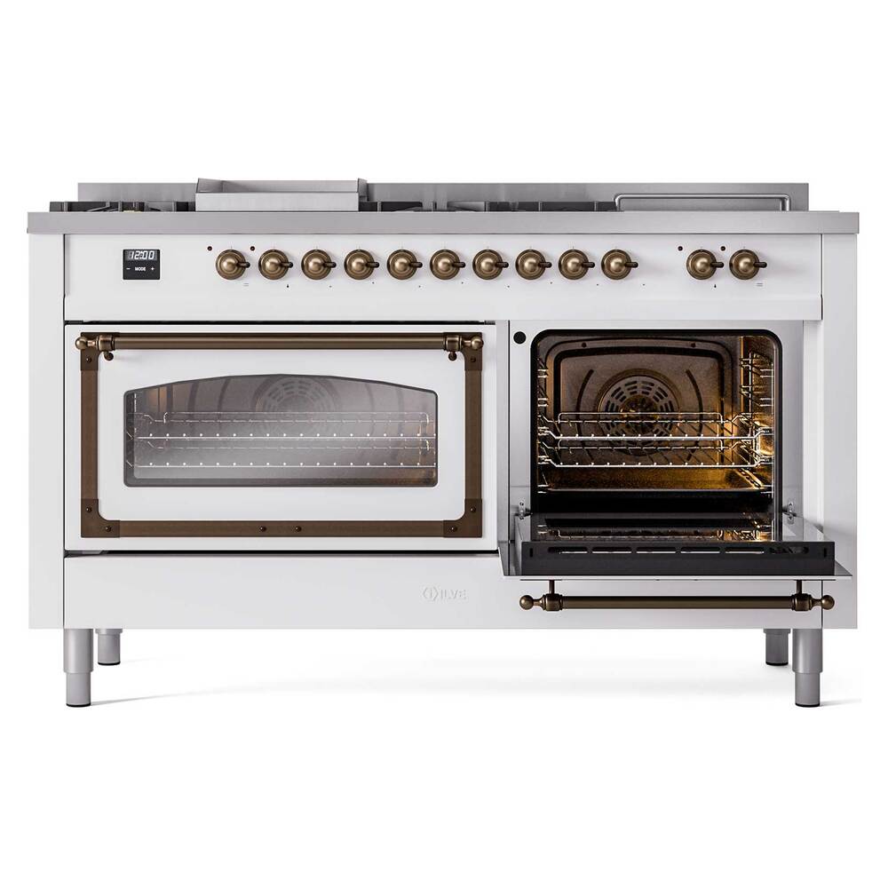 ILVE_UN60FSNMPWHB_Nostalgie_II_60"_Dual_Fuel_Range_side_oven_door_opened