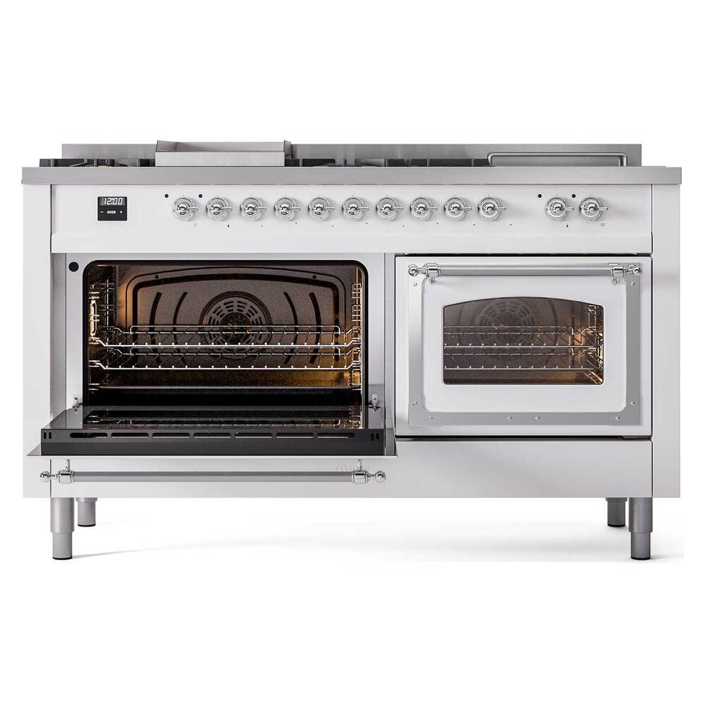 ILVE_UN60FSNMPWHCLP_Nostalgie_II_60"_Dual_Fuel_Range_main_oven_door_opened
