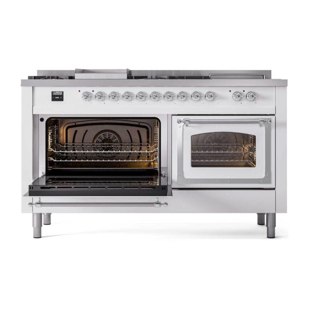 ILVE_UN60FSNMPWHC_Nostalgie_II_60"_Dual_Fuel_Range_main_oven_door_opened