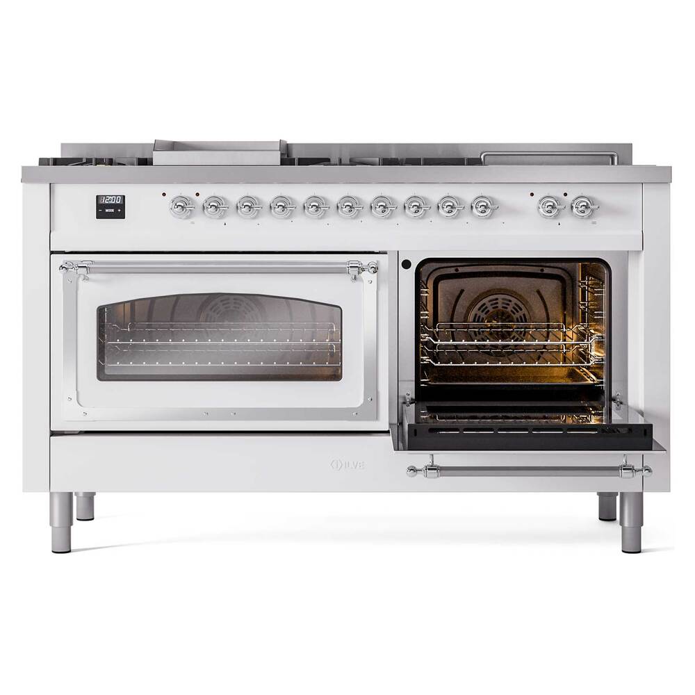 ILVE_UN60FSNMPWHC_Nostalgie_II_60"_Dual_Fuel_Range_side_oven_door_opened