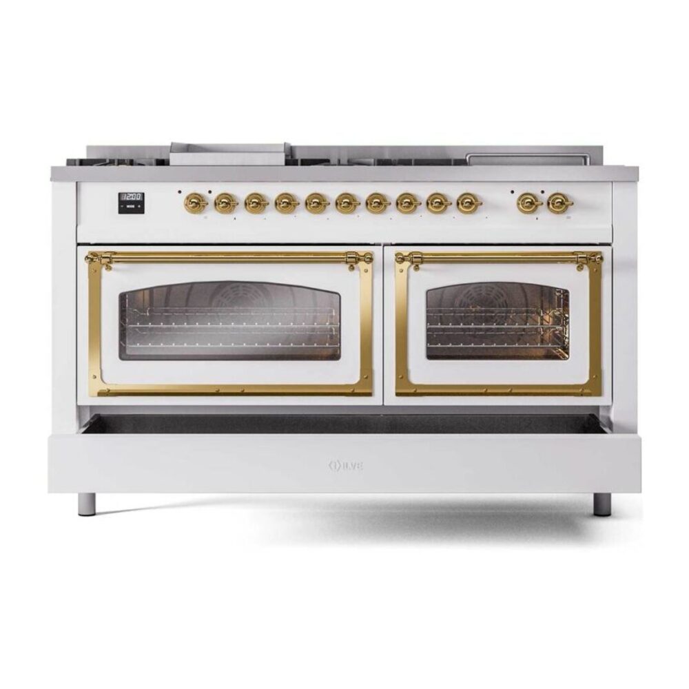 ILVE_UN60FSNMPWHGLP_Nostalgie_II_60"_Dual_Fuel_Range_drawer_opened
