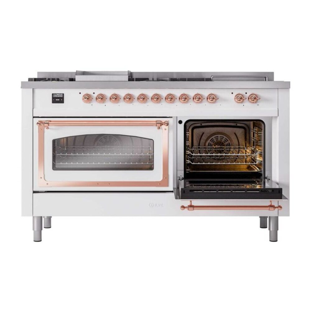 ILVE_UN60FSNMPWHPLP_Nostalgie_II_60"_Dual_Fuel_Range_side_oven_door_opened