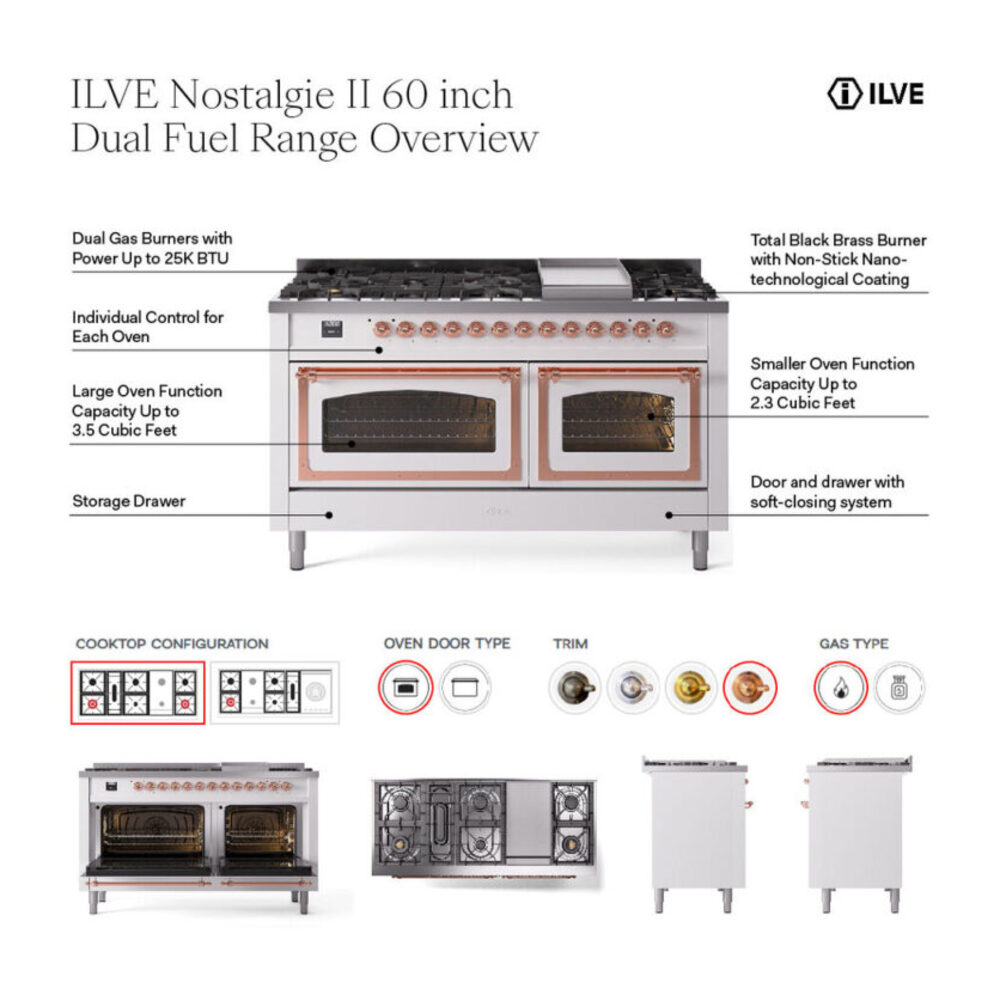 ILVE UN60F Nostalgie II Noblesse 60 inch Dual Fuel Range