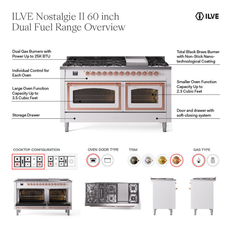ILVE UN60F Nostalgie II Noblesse 60 inch Dual Fuel Range
