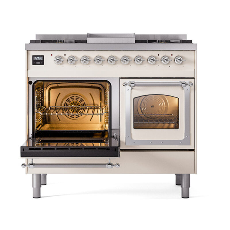 ILVE_UND40FNMPAWC_Nostalgie_II_40"_Dual_Fuel_Range_main_oven_door_opened
