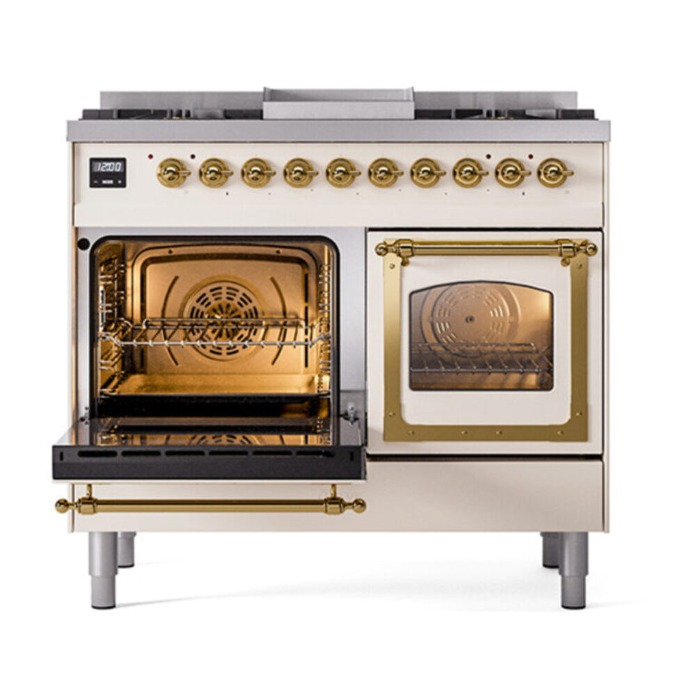 ILVE_UND40FNMPAWG_Nostalgie_II_40"_Dual_Fuel_Range_main_oven_door_opened