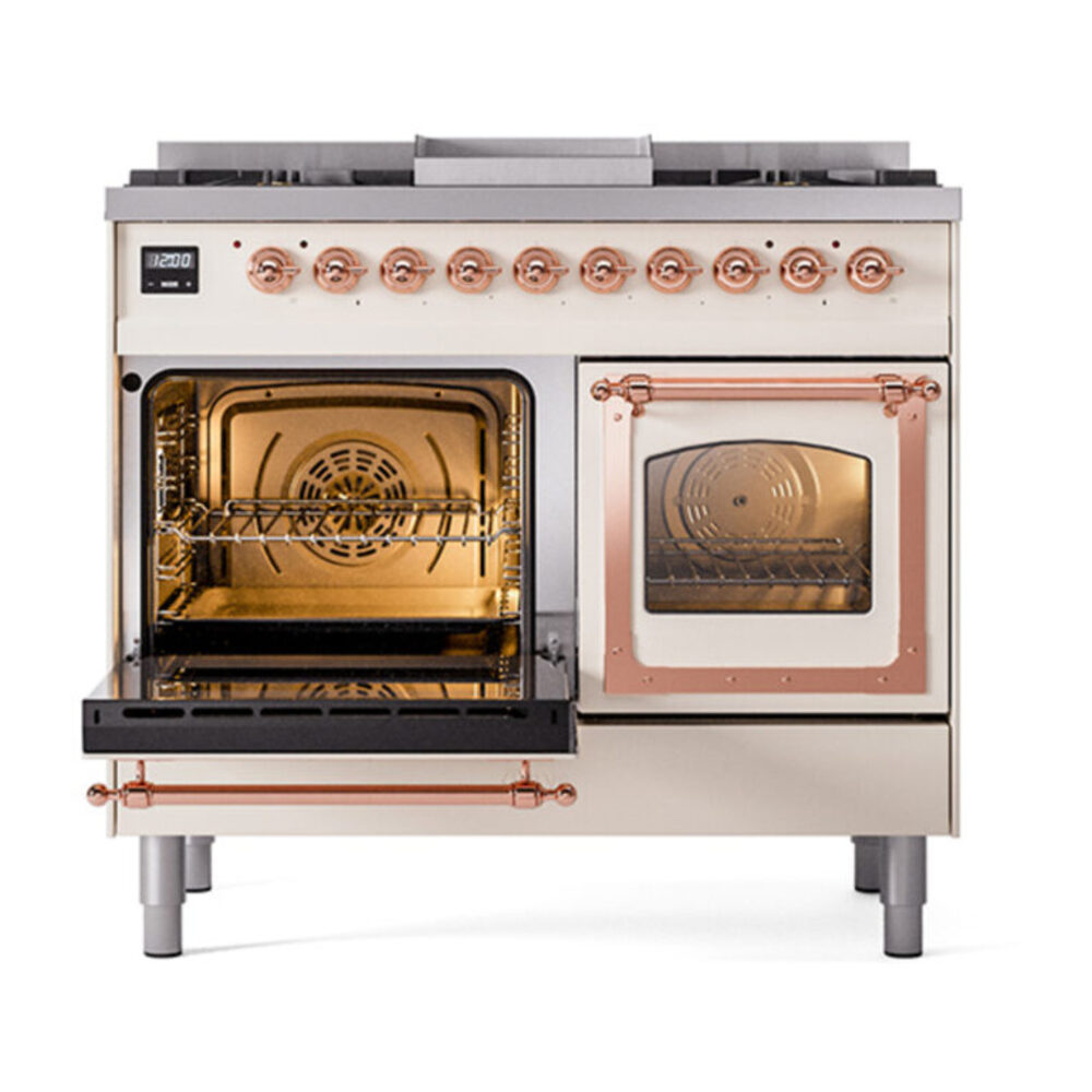 ILVE_UND40FNMPAWPLP_Nostalgie_II_40"_Dual_Fuel_Range_main_oven_door_opened