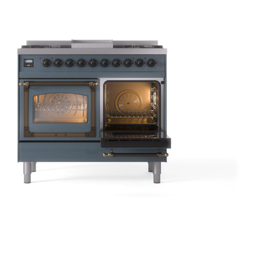 ILVE_UND40FNMPBGBLP_Nostalgie_II_40"_Dual_Fuel_Range_side_oven_door_opened
