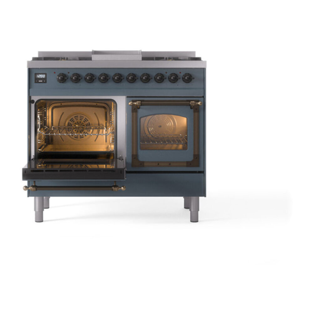 ILVE_UND40FNMPBGB_Nostalgie_II_40"_Dual_Fuel_Range_main_oven_door_opened