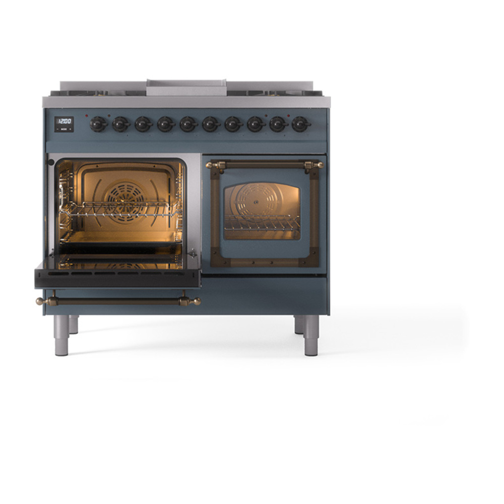 ILVE_UND40FNMPBGB_Nostalgie_II_40"_Dual_Fuel_Range_main_oven_door_opened