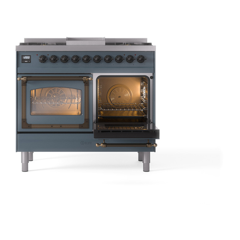 ILVE_UND40FNMPBGB_Nostalgie_II_40"_Dual_Fuel_Range_side_oven_door_opened