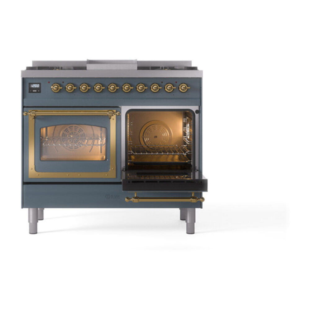 ILVE_UND40FNMPBGGLP_Nostalgie_II_40"_Dual_Fuel_Range_side_oven_door_opened