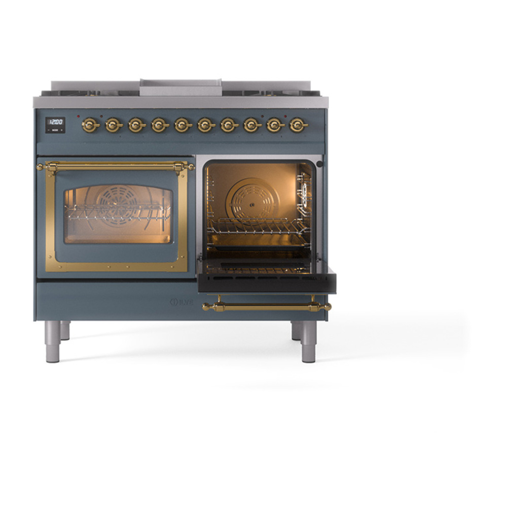 ILVE_UND40FNMPBGG_Nostalgie_II_40"_Dual_Fuel_Range_side_oven_door_opened