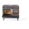 ILVE_UND40FNMPBGPLP_Nostalgie_II_40"_Dual_Fuel_Range_main_oven_door_opened