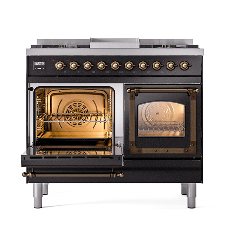 ILVE_UND40FNMPBKBLP_Nostalgie_II_40"_Dual_Fuel_Range_main_oven_door_opened