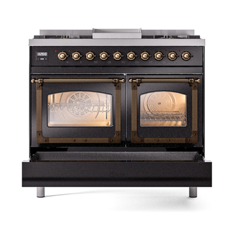 ILVE_UND40FNMPBKBLP_Nostalgie_II_40"_Dual_Fuel_Range_drawer_opened