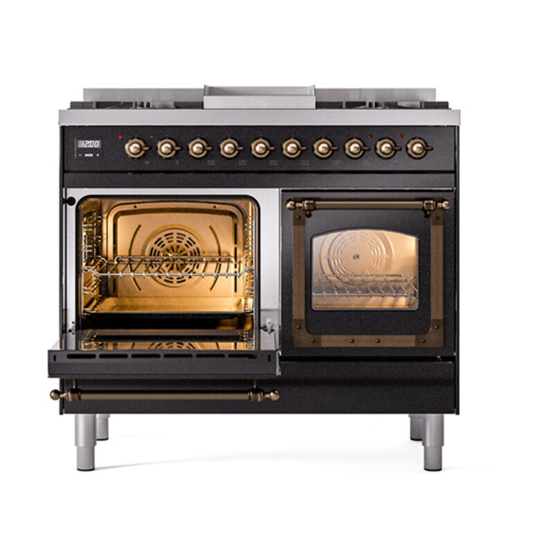 ILVE_UND40FNMPBKB_Nostalgie_II_40"_Dual_Fuel_Range_main_oven_door_opened