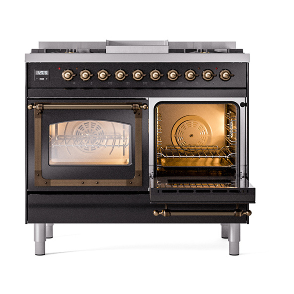ILVE_UND40FNMPBKB_Nostalgie_II_40"_Dual_Fuel_Range_side_oven_door_opened