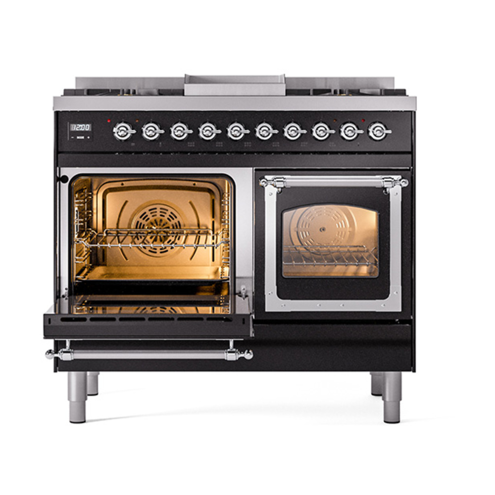 ILVE_UND40FNMPBKCLP_Nostalgie_II_40"_Dual_Fuel_Range_main_oven_door_opened