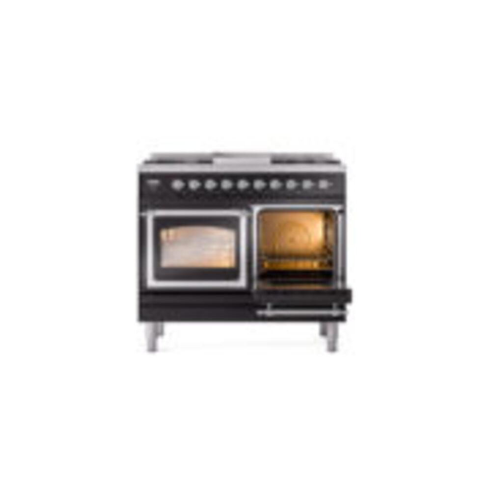 ILVE_UND40FNMPBKCLP_Nostalgie_II_40"_Dual_Fuel_Range_side_oven_door_opened