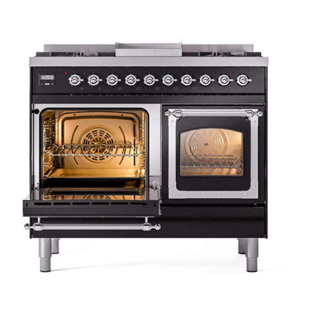 ILVE_UND40FNMPBKC_Nostalgie_II_40"_Dual_Fuel_Range_main_oven_door_opened