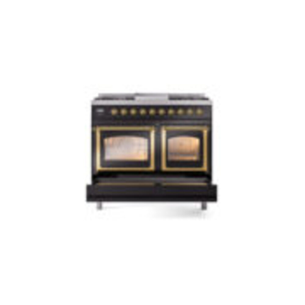 ILVE_UND40FNMPBKGLP_Nostalgie_II_40"_Dual_Fuel_Range_drawer_opened