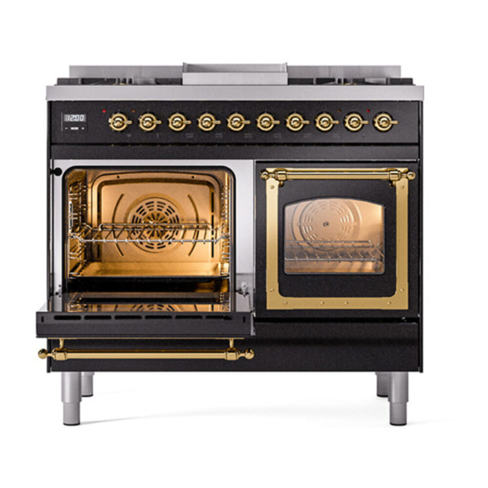 ILVE_UND40FNMPBKG_Nostalgie_II_40"_Dual_Fuel_Range_main_oven_door_opened