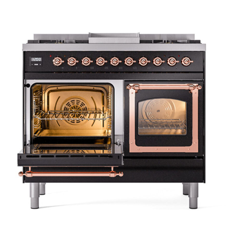 ILVE_UND40FNMPBKPLP_Nostalgie_II_40"_Dual_Fuel_Range_main_oven_door_opened