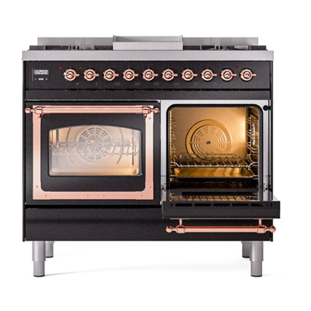 ILVE_UND40FNMPBKPLP_Nostalgie_II_40"_Dual_Fuel_Range_side_oven_door_opened