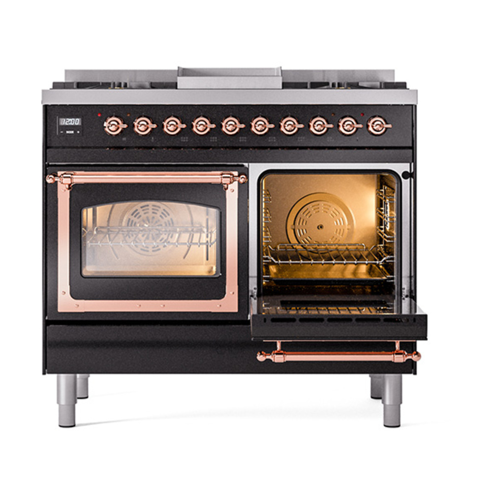 ILVE_UND40FNMPBKPLP_Nostalgie_II_40"_Dual_Fuel_Range_side_oven_door_opened