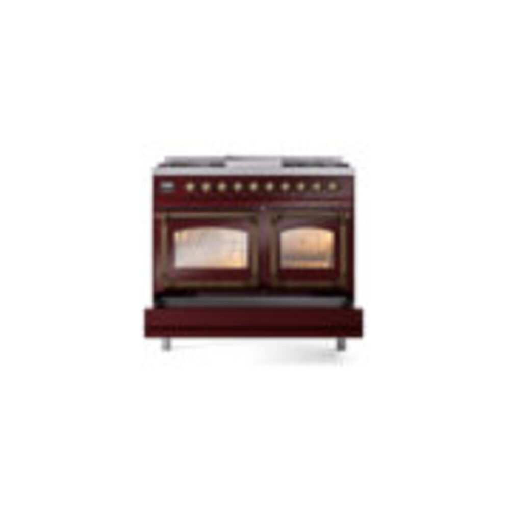 ILVE_UND40FNMPBUBLP_Nostalgie_II_40"_Dual_Fuel_Range_drawer_opened