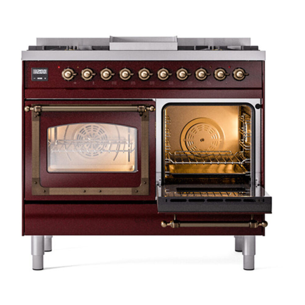ILVE_UND40FNMPBUB_Nostalgie_II_40"_Dual_Fuel_Range_side_oven_door_opened