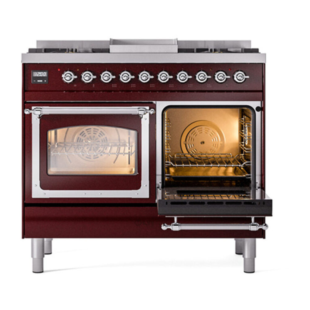 ILVE_UND40FNMPBUC_Nostalgie_II_40"_Dual_Fuel_Range_side_oven_door_opened