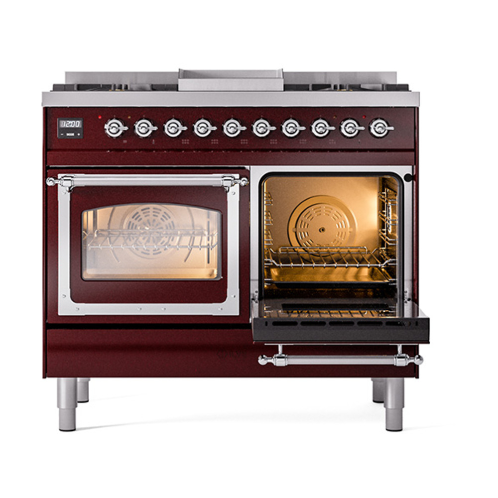 ILVE_UND40FNMPBUC_Nostalgie_II_40"_Dual_Fuel_Range_side_oven_door_opened